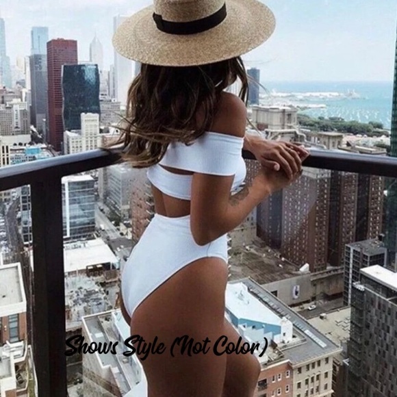 🎉HP🎉 Red Off Shoulder Ribbed Bikini Bandeau - Picture 11 of 13